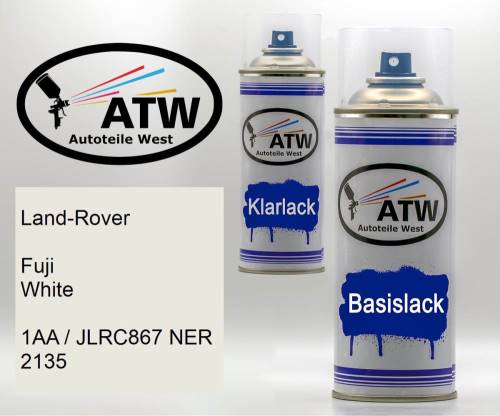 Land-Rover, Fuji White, 1AA / JLRC867 NER 2135: 400ml Sprühdose + 400ml Klarlack - Set, von ATW Autoteile West.